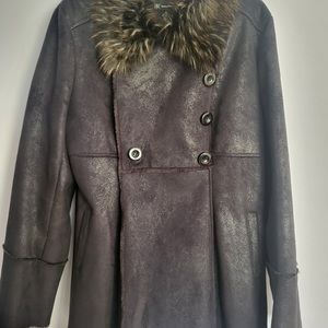 INC Faux Fur Collar Coat